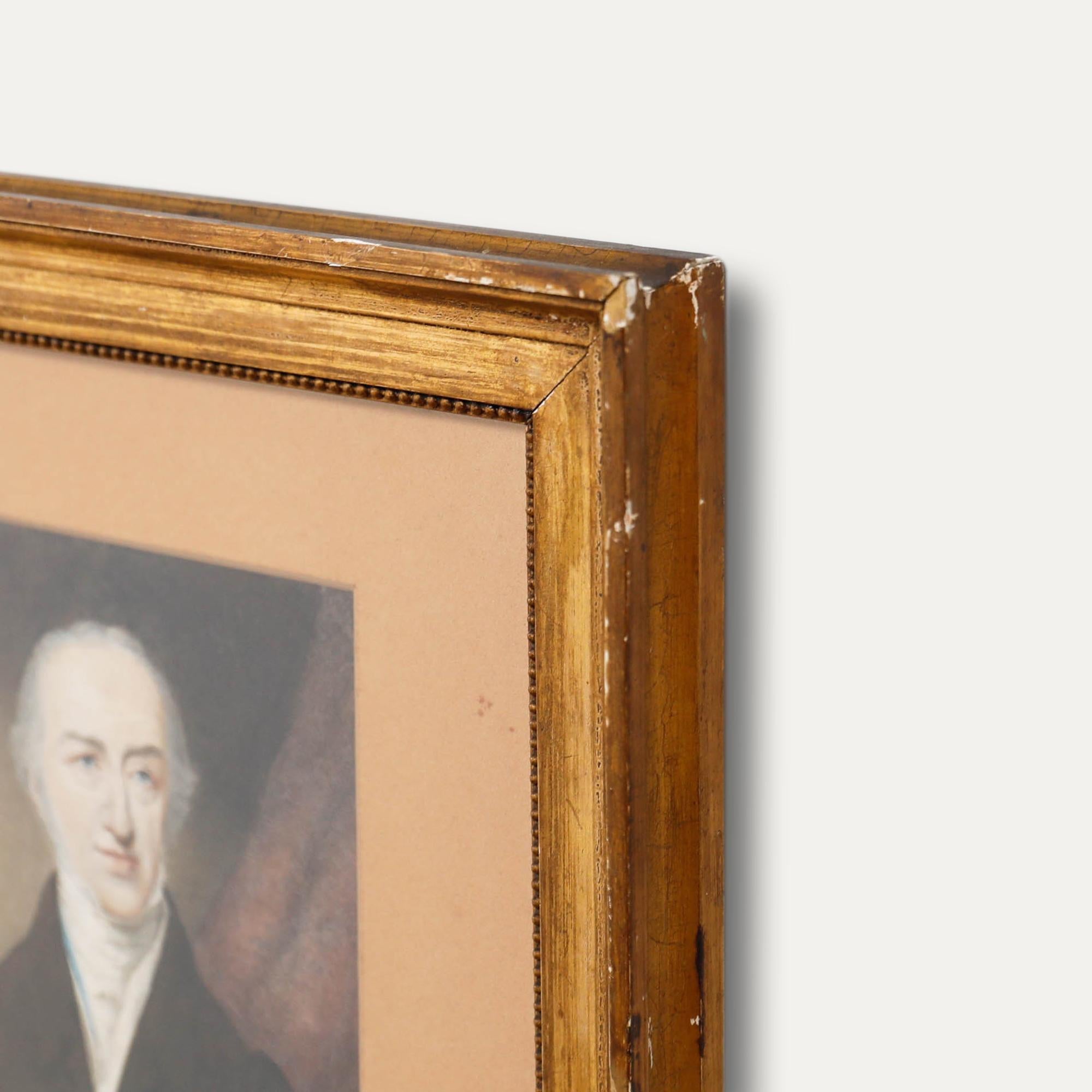 Framed 19th Century Watercolour - Gentleman with White Cravat For Sale 1