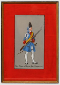 Set of Eight Mid 20th Century Gouache - Military Illustrations