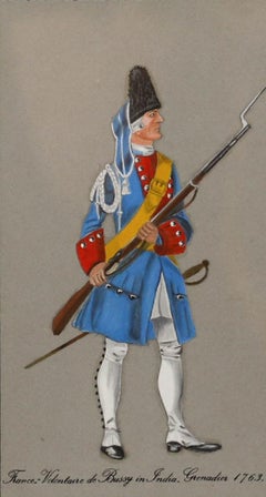 Set of Eight Mid 20th Century Gouache - Military Illustrations