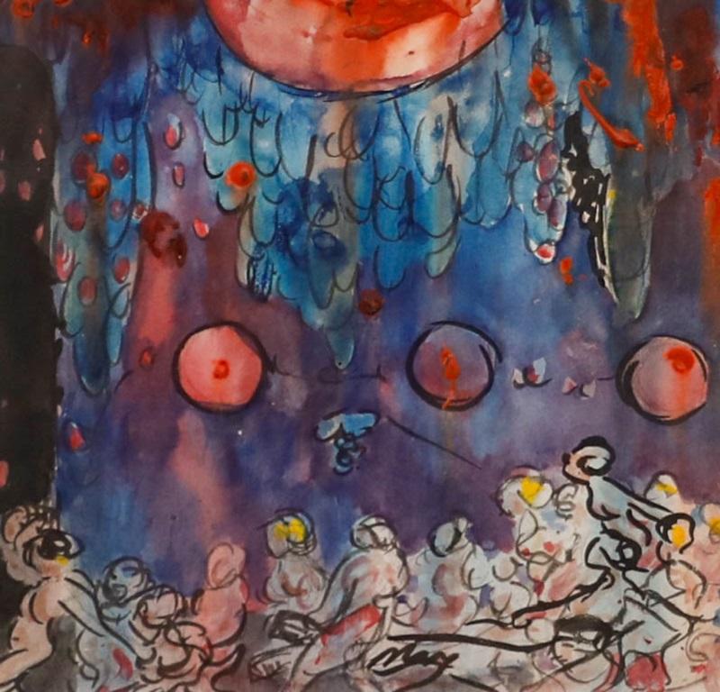 Aquarelle du 20e siècle encadrée - Un décor de théâtre - Art de Unknown