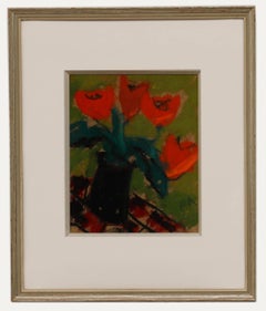 Bertil Andersson - Schwedische Schule Mitte des 20. Jahrhunderts Pastell, rote Tulpen