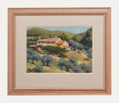 Harry Riley RI - Pastel enmarcado de mediados del siglo XX, Una granja cerca de Bandol