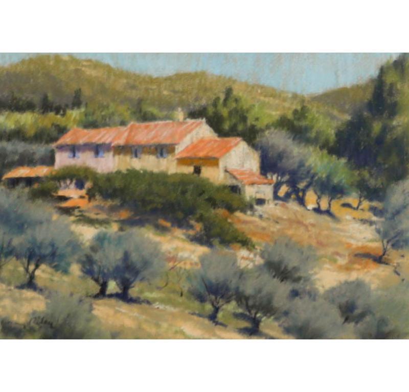 Harry Riley RI - Encadré Pastel du milieu du 20e siècle, une ferme près de Bandol - Art de Unknown