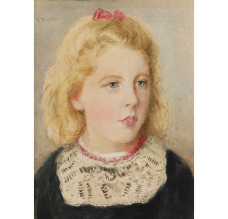 E. Taylor - Acquerello della fine del XIX secolo incorniciato, Bambino con collana di corallo - Art di Unknown