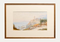 Edwin St John (1878-1961) - Acuarela, Iglesia en la costa mediterránea