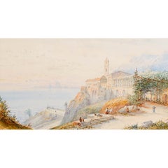 Edwin St John (1878-1961) - Watercolour, Church on the Mediterranean Coast