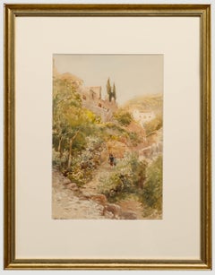 John Varley Jnr (1850-1933) - Aquarelle de la fin du XIXe siècle, Route en Sicile