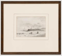 John W. Carmichael (1800-1868) - Dibujo en grafito, Recolectores de mejillones en la orilla