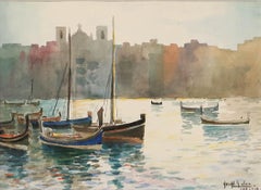 Joseph Galea (1904-1985) - Mid 20th Century Watercolour, Evening Light, Malta