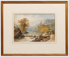 Attribué. Aquarelle de Cornelius Pearson (1805-1891), Deux pêcheurs par un couple