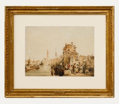 Attrib. Edward Pritchett (1808-1894) - Watercolour, A Side Canal In Venice