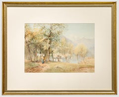 John Varley Jnr (1850-1933) - Aquarelle encadrée, l'extrémité du Lago Maggiore