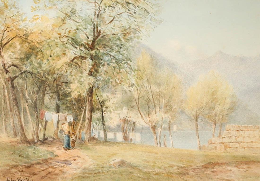 John Varley Jnr (1850-1933) - Aquarelle encadrée, l'extrémité du Lago Maggiore en vente 1