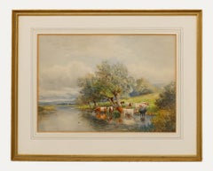 John Bates Noel (1870-1927) - Acuarela enmarcada, Las orillas del Avon