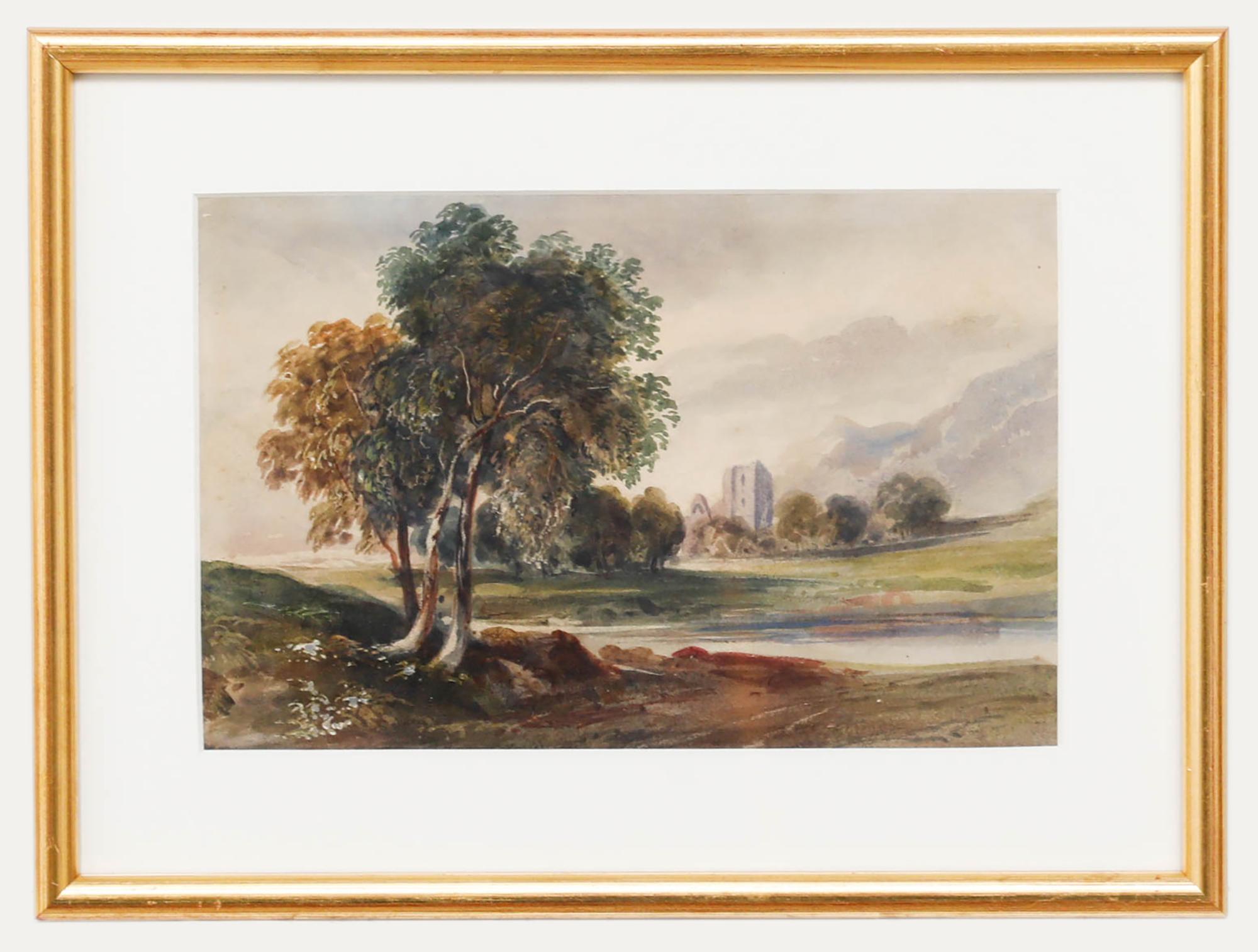 Attribué. Edward Oram (fl.1766-1799) - Aquarelle du 19e siècle, feuille de distance