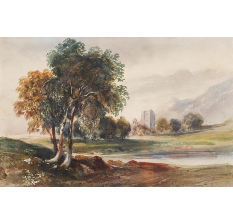 Attribuire. Edward Oram (nato nel 1766-1799) - Acquerello del XIX secolo, Distant Folly - Art di Unknown