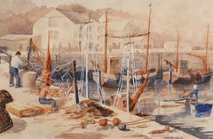 Irene Jago - Framed Mid 20th Century Watercolour, Mending the Nets