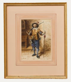 John Ballantyne (1815-1897) - Aquarelle encadrée, The Arquebusier