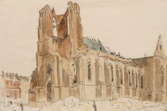 William Warden (1908-1982) - 1945 Acuarela, Liebfrauenkirche, Düsseldorf