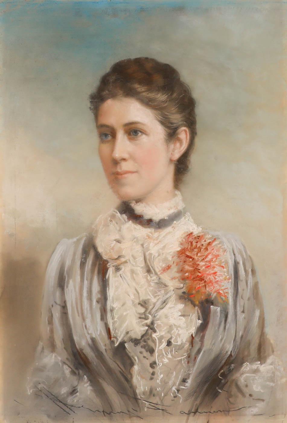 Portrait de Unknown - Pastel de principios del siglo XX - Retrato de una dama
