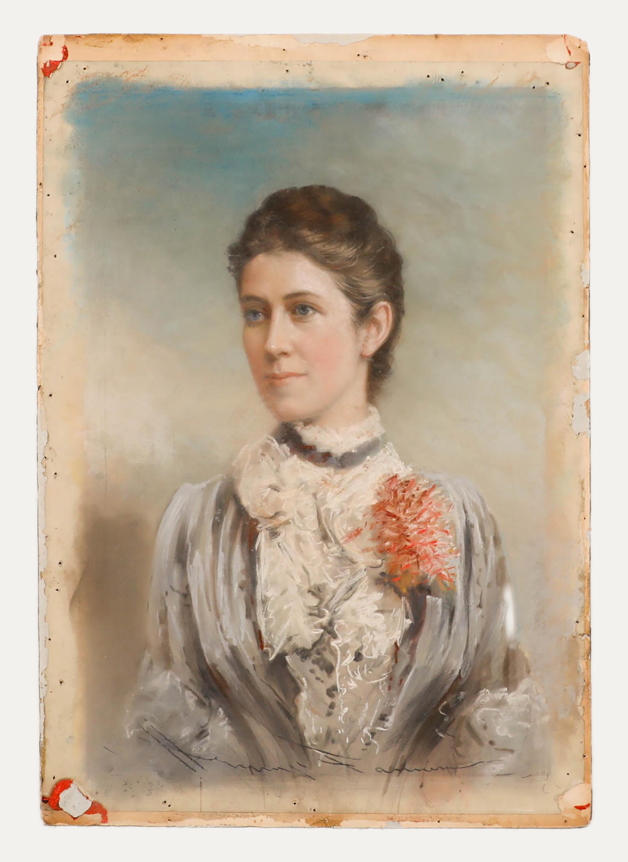Pastel de principios del siglo XX - Retrato de una dama - Art de Unknown