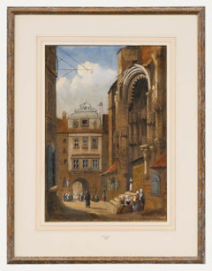 D'après Samuel Prout - Encadrée Fin du 19e siècle Aquarelle, Church's, Prague