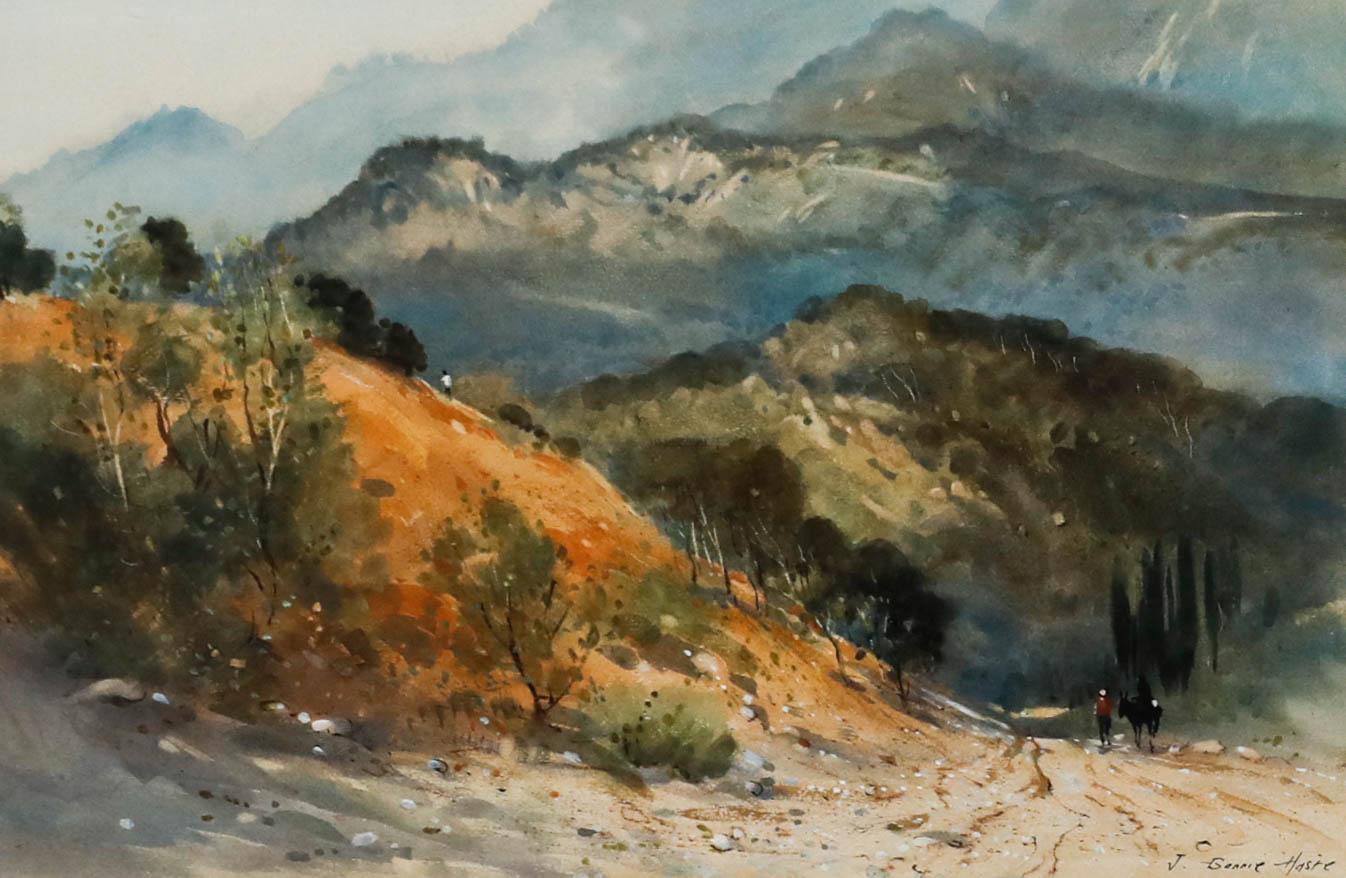 John Barrie Haste (1931-2011) - Aquarell des 20. Jahrhunderts, Spanische Hügel – Art von Unknown