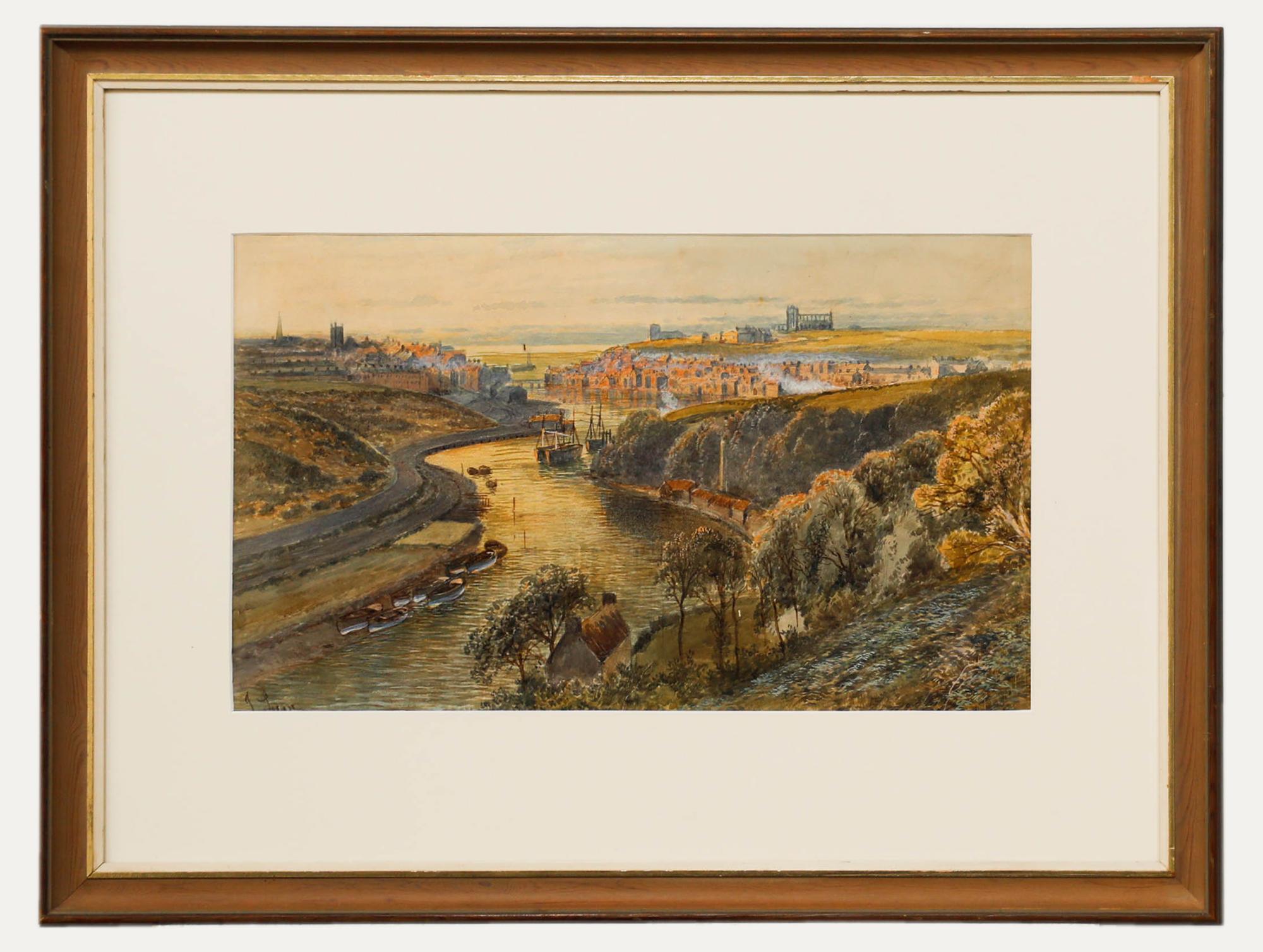 John Syer Landscape Art – John C. Syer (1844-1912) - Gerahmtes Aquarell, Blick in die Whitby Abbey