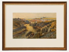 John C. Syer (1844-1912) - Aquarelle encadrée, vue vers l'abbaye de Whitby