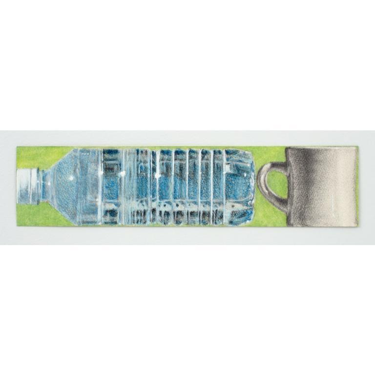 Mug and Bottle aus farbigem Bleistift, Graphit, Pastell und Aquarell auf Papier, 2021
