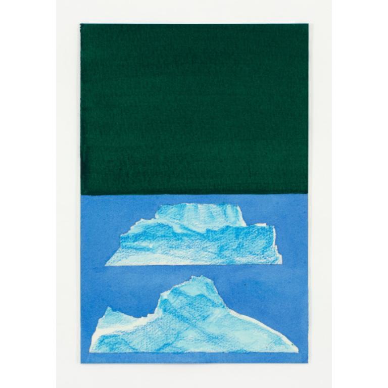 Eisbergs Gemälde in Acryl, Gouache, Graphit und Aquarell auf Papier, 2021