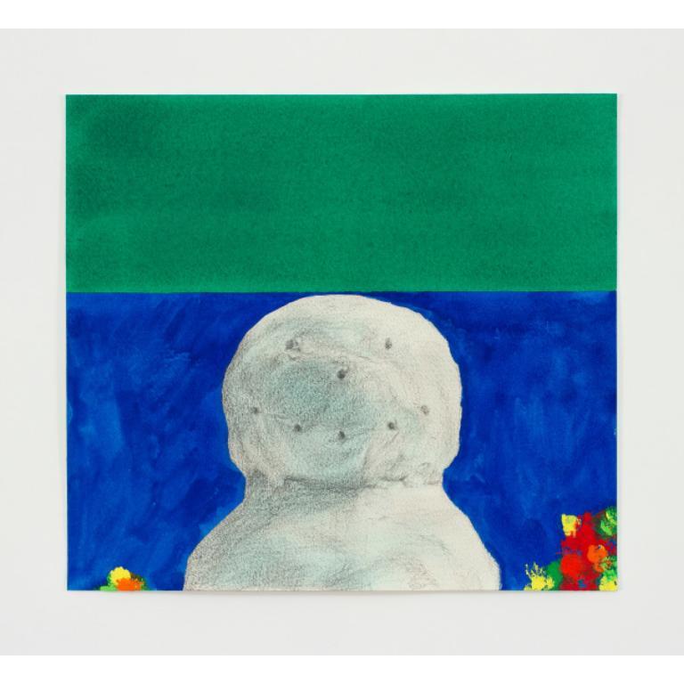 Pittura con pupazzo di neve in acrilico, guazzo, grafite e acquerello su carta, 2020