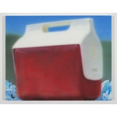 Cooler with Glacier and Hill Painting in Acrylic on Linen, 2016
