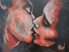 Lovers - Sunset Kiss, Painting, Acrylic on Canvas