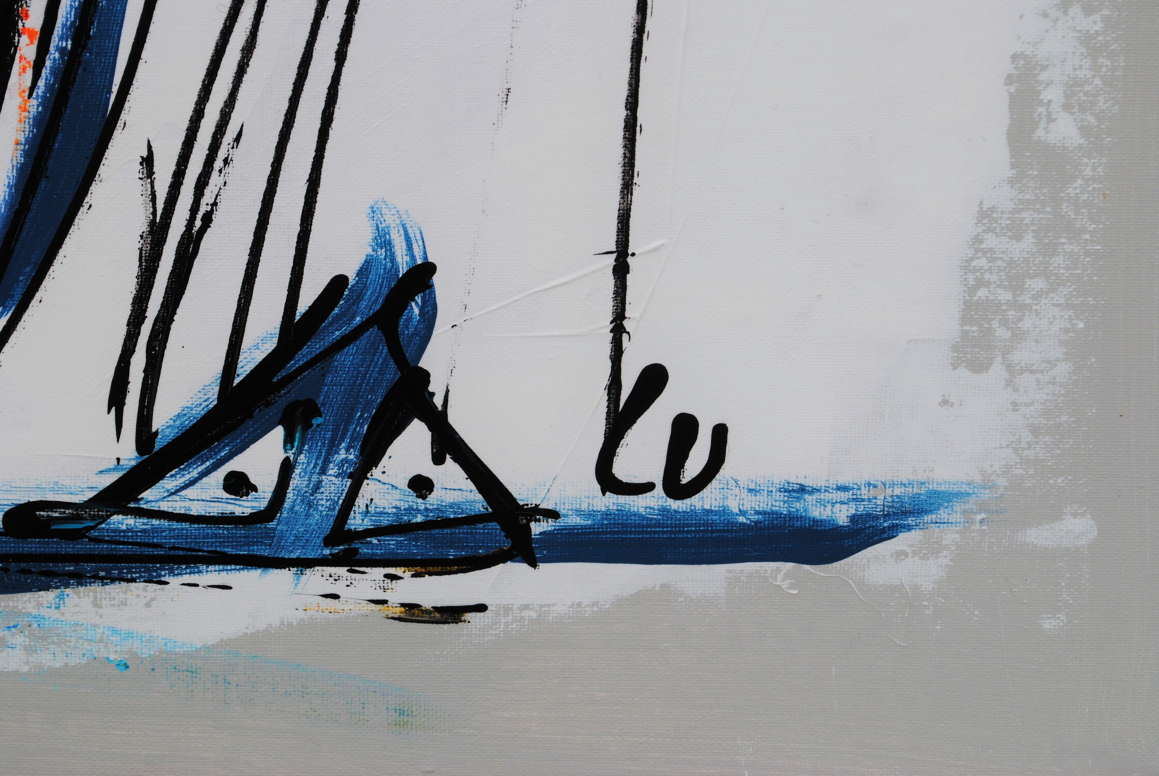 Faced with a blank canvas, it is necessary to immerse yourself in a creative trance, allowing to achieve a harmonious rendering of colors and movements. Once finished, a long reflection gives an identity to the canvas. The work is named Atlantis,