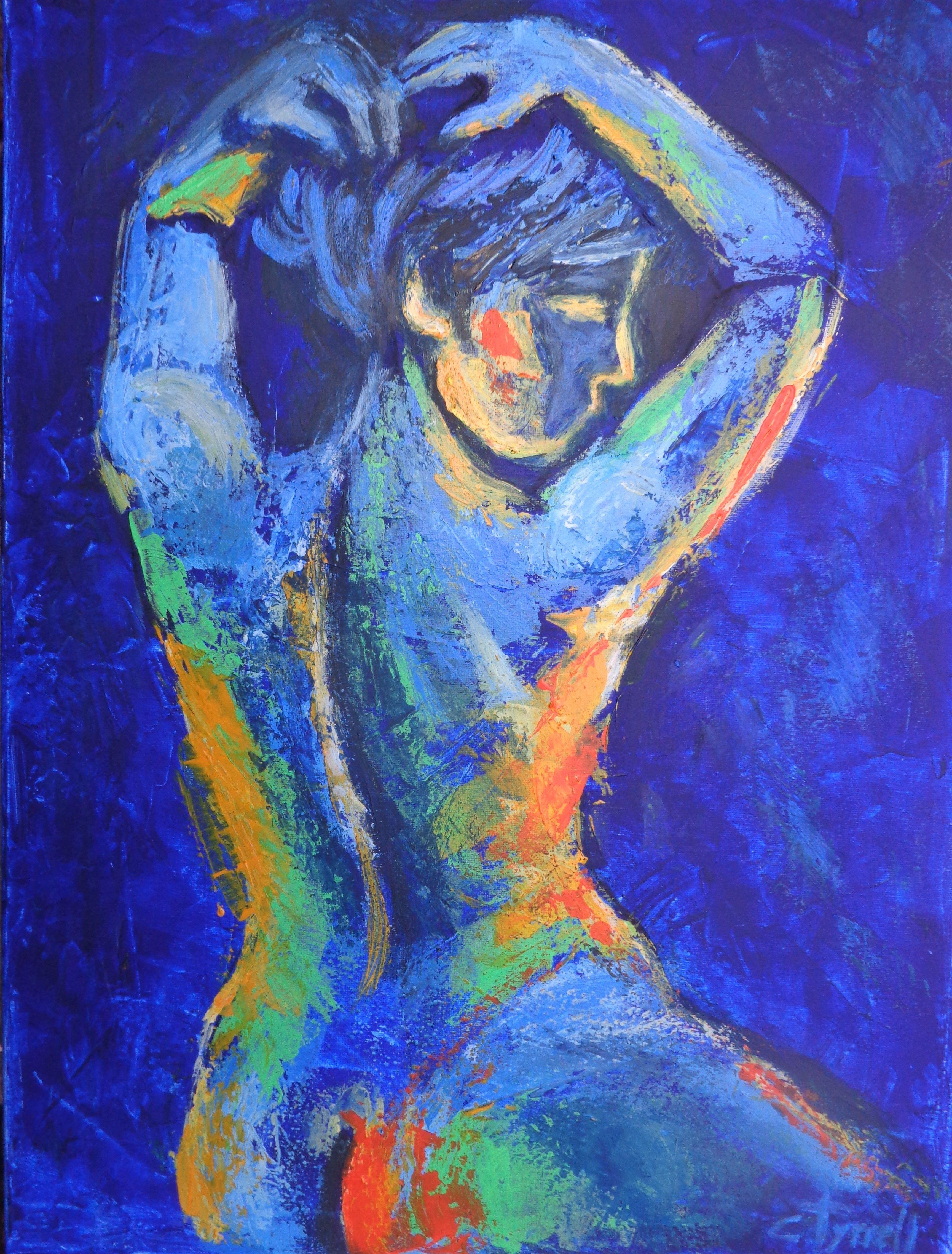 Desnudo junto al mar 1, Pintura, Acrílico sobre lienzo - Painting de Carmen  Tyrrell