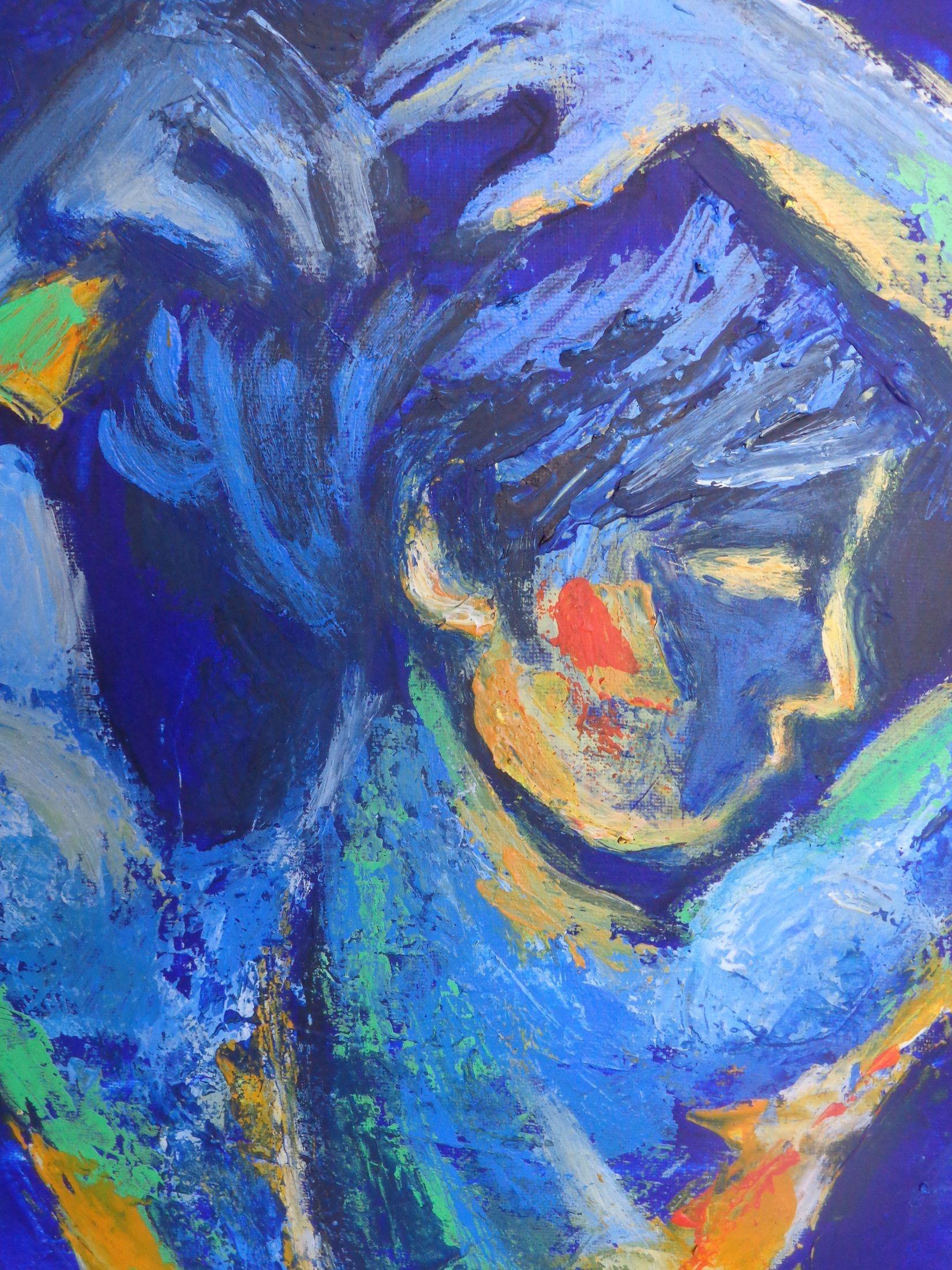 Desnudo junto al mar 1, Pintura, Acrílico sobre lienzo - Painting Contemporáneo de Carmen  Tyrrell