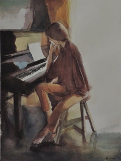 JUNE PIANO, Painting, Watercolor on Watercolor Paper