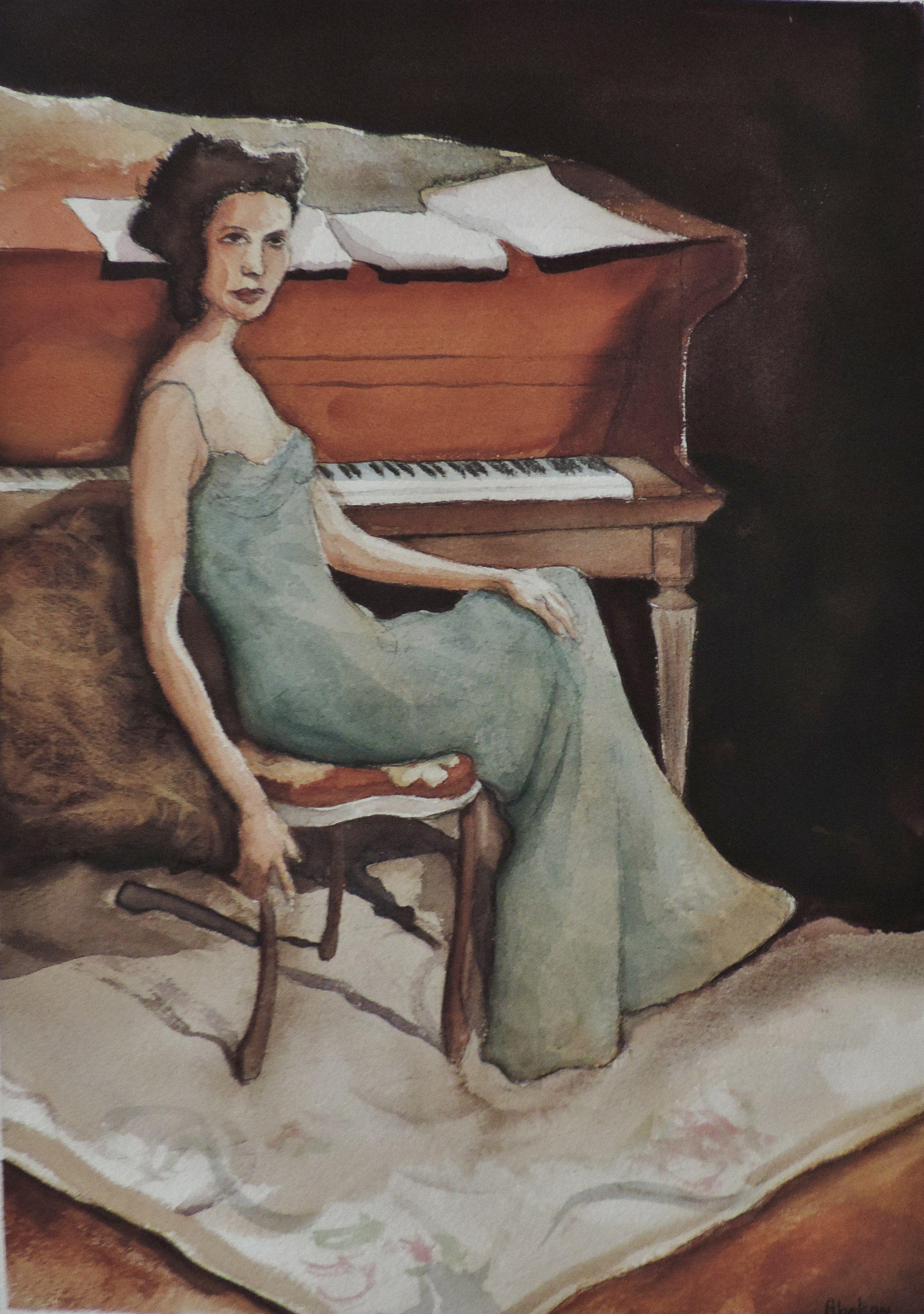 Peinture, aquarelle sur papier aquarelle, PIANO APRIL