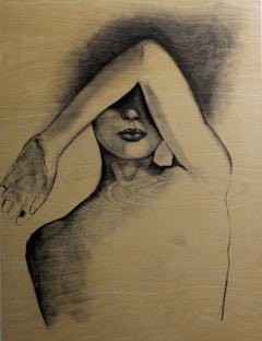 Figure, Drawing, Charcoal on Wood Panel