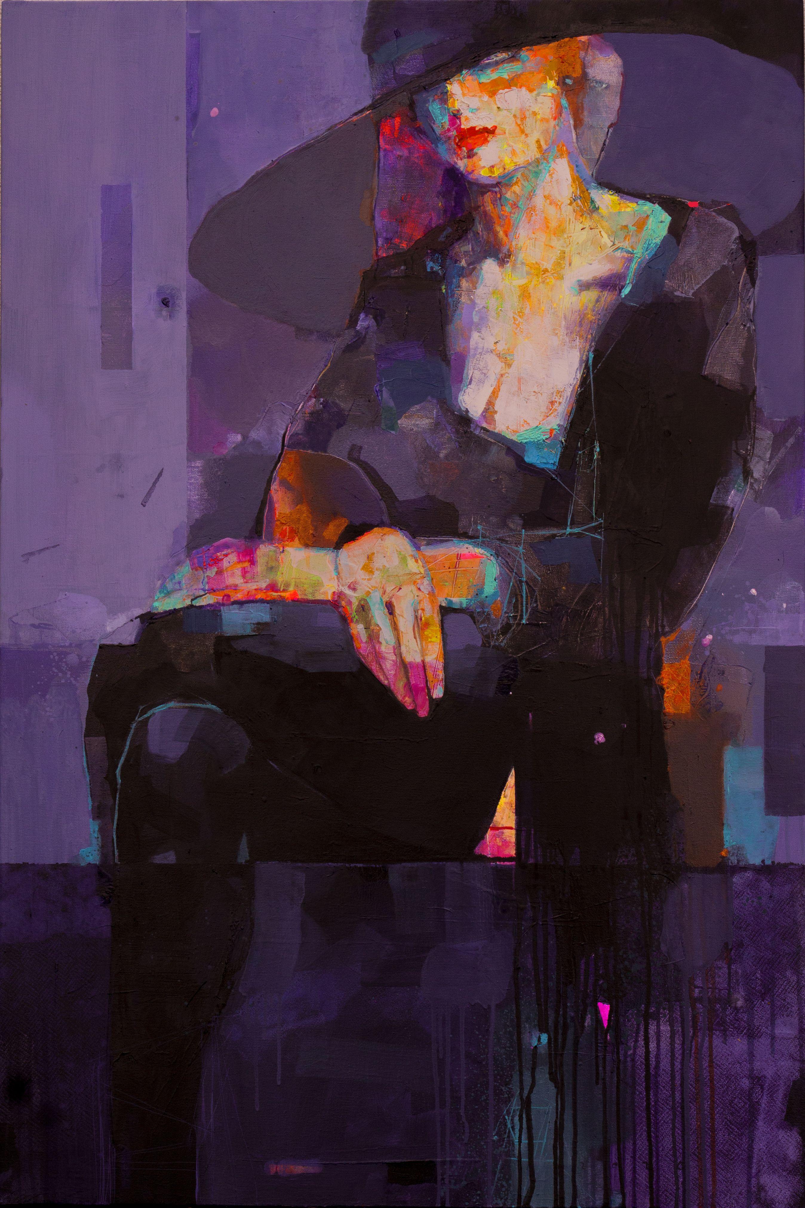 Mirage Purple, Pittura, Olio su tela - Painting di Victor Sheleg