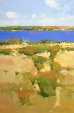 Lakeside, Original Ölgemälde, handgefertigtes Kunstwerk, , Gemälde, Öl auf Leinwand
