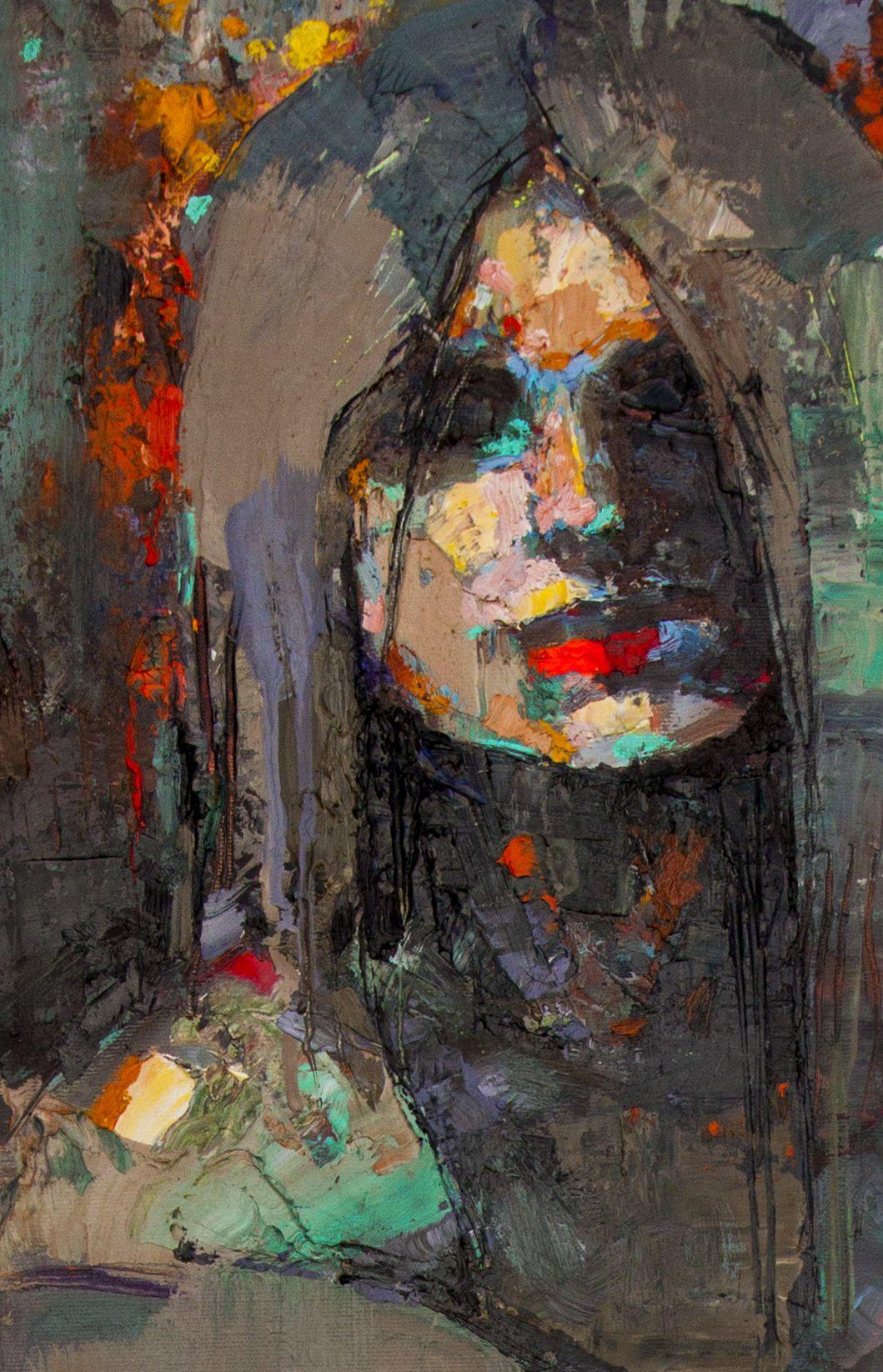 Fiore notturno, Pittura, Olio su tela - Painting Impressionismo di Victor Sheleg