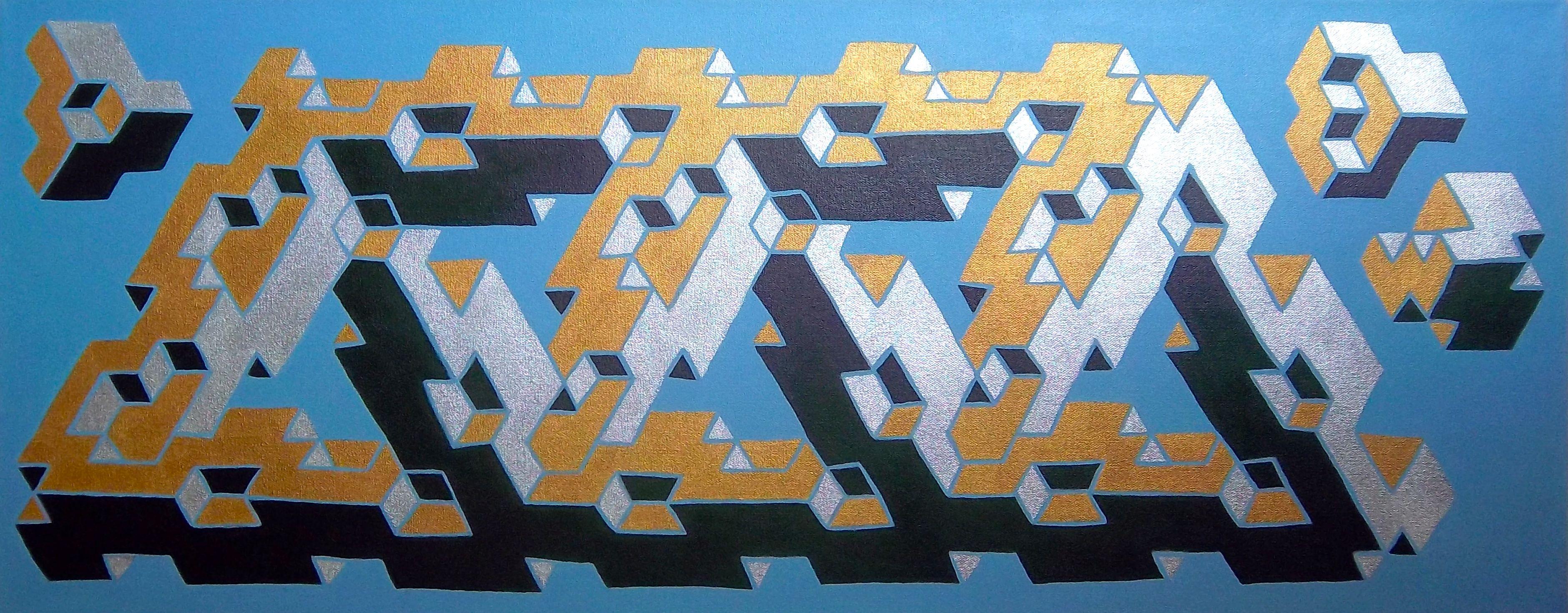 Vance Houston Abstract Painting - Geometric Deception: Canvas Painting Series, Painting, Acrylic on Canvas