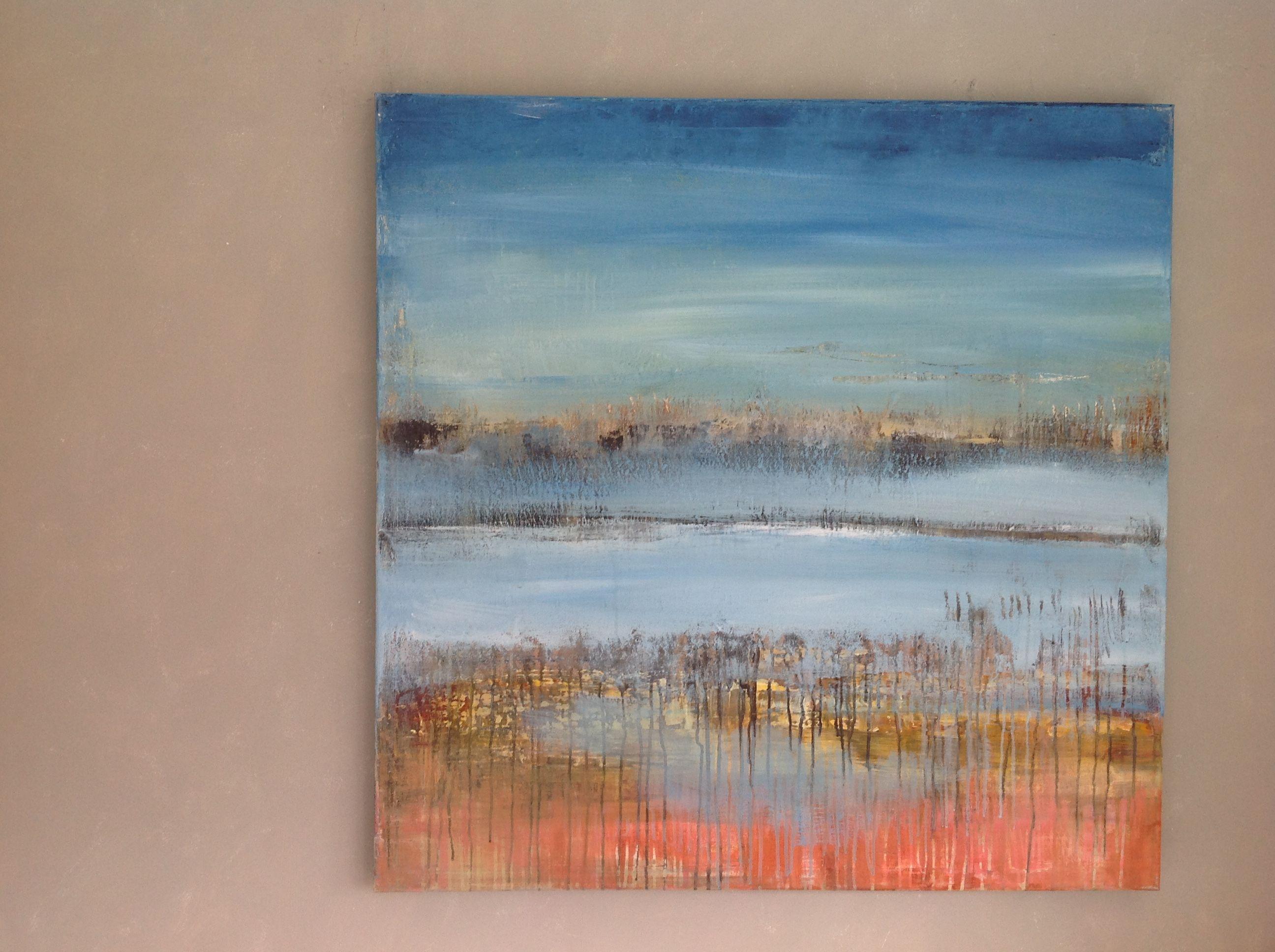 Burning Sun, Gemälde, Acryl auf Leinwand – Painting von Hennie Van de Lande 