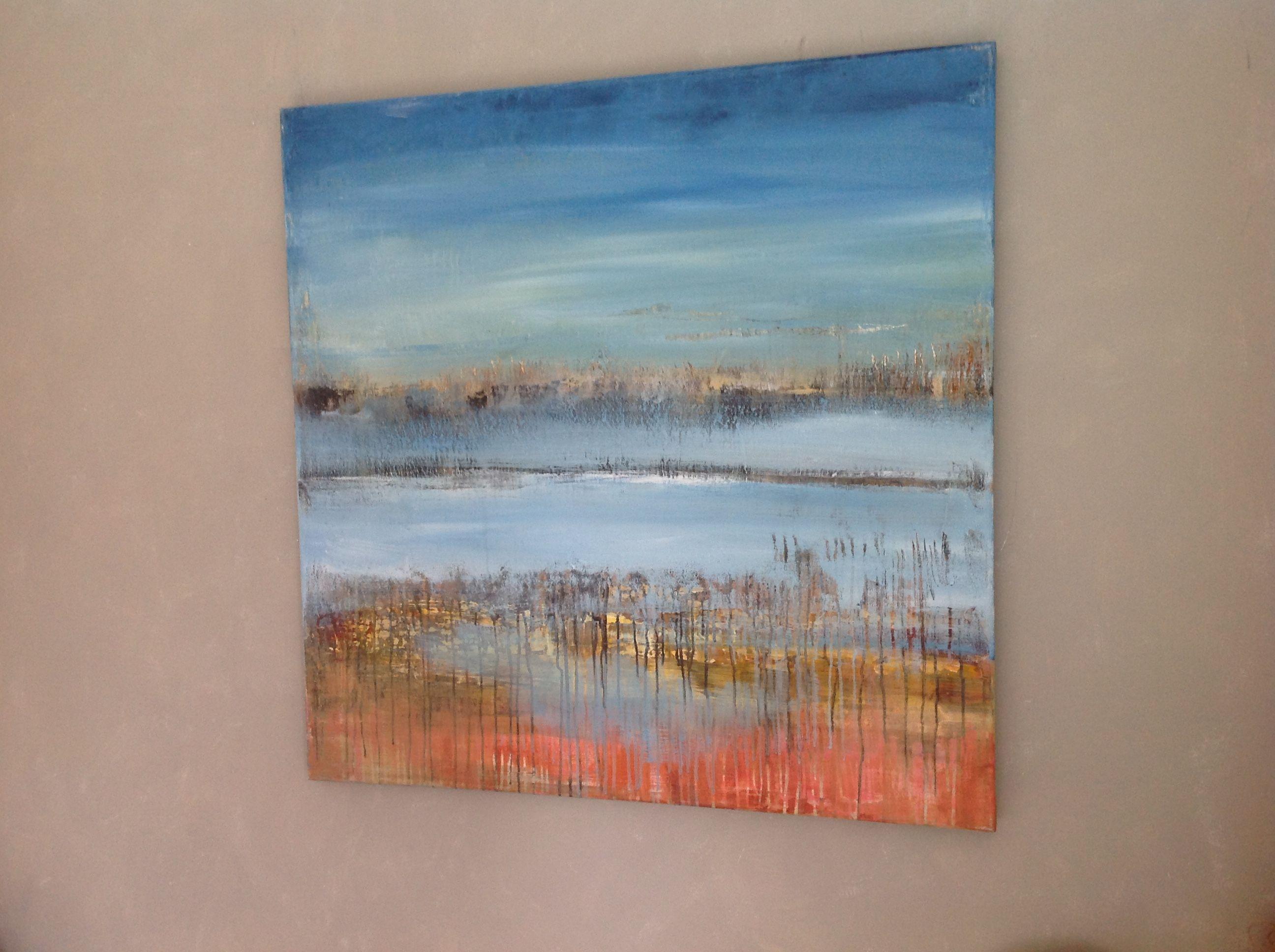 Burning Sun, Gemälde, Acryl auf Leinwand (Abstrakt), Painting, von Hennie Van de Lande 
