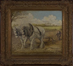 Vintage H. R. Walker - Signed & Framed 1954 Oil, Work Horse