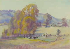 Isabel Wrightson (b.1890) - Signed 1964 Watercolour, Arundel Park from Burpham
