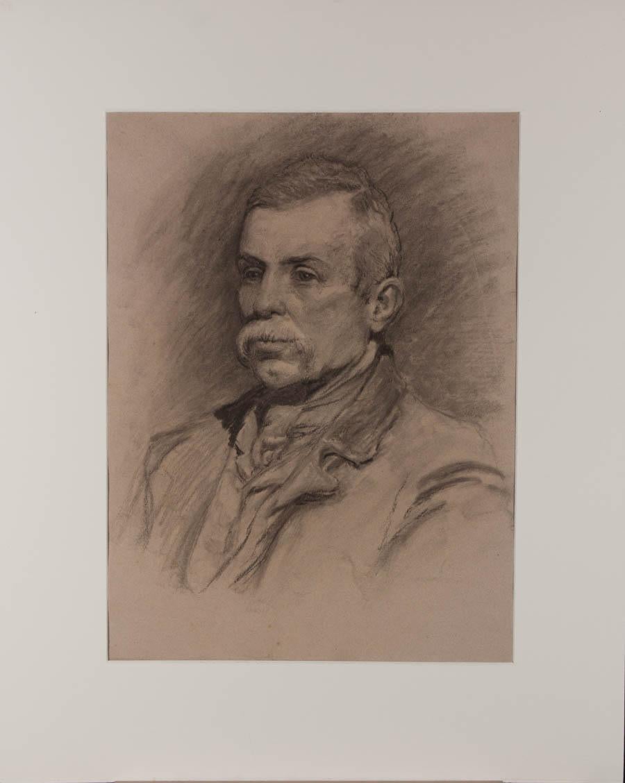 George Hodgson (1847-1921) - 19th Century Graphite Drawing, Portrait of a man For Sale 1