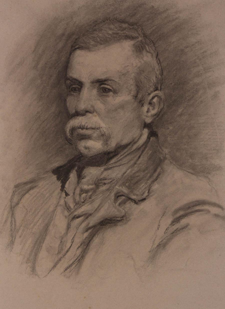 George Hodgson (1847-1921) - 19th Century Graphite Drawing, Portrait of a man For Sale 3